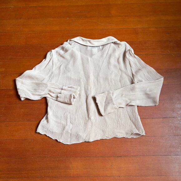 Jones Wear vtg gray/mauve long sleeve blouse with ruffles 100% silk Size 14/S. - Picture 2 of 7